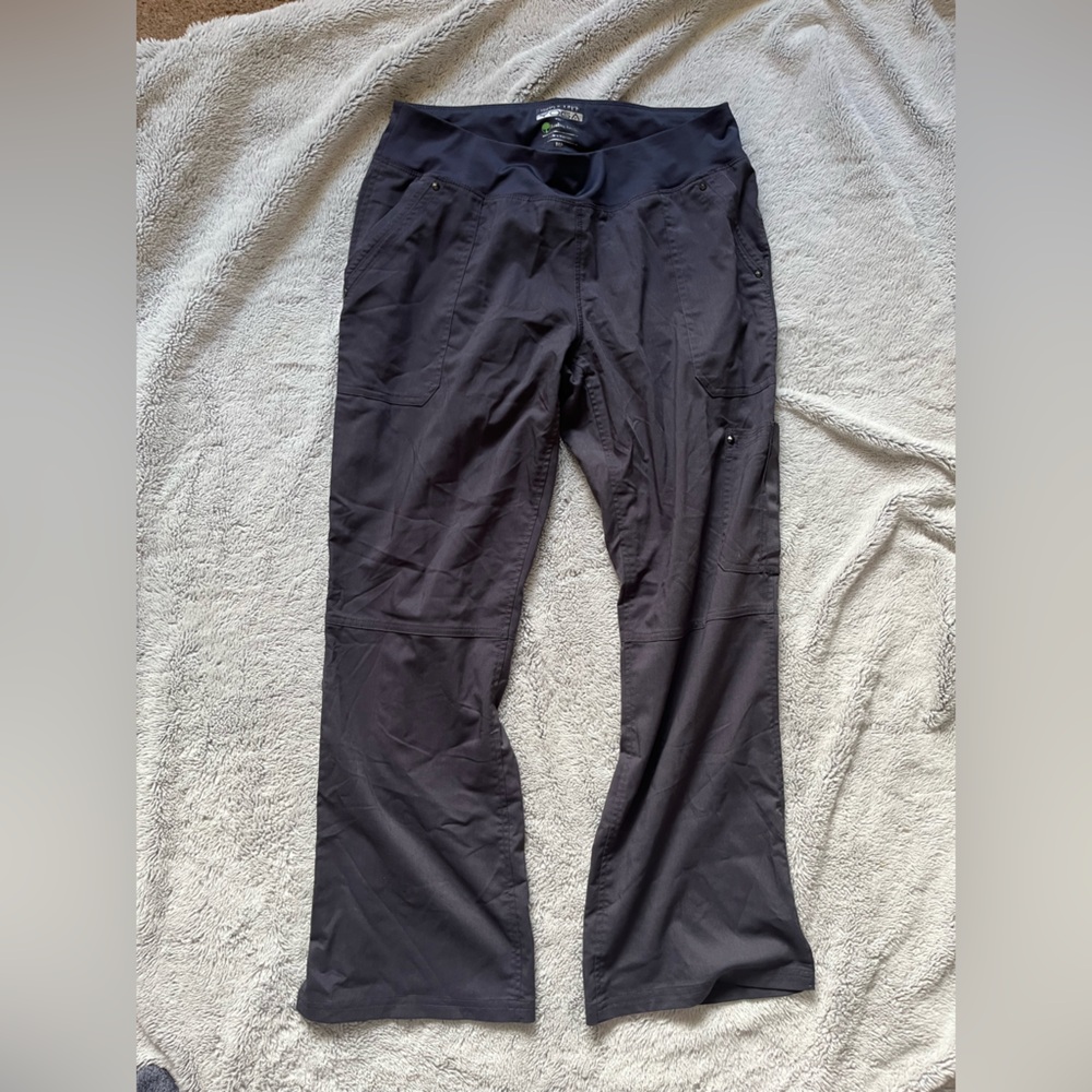 Size medium petite length gently used pewter healing hands brand scrub pants